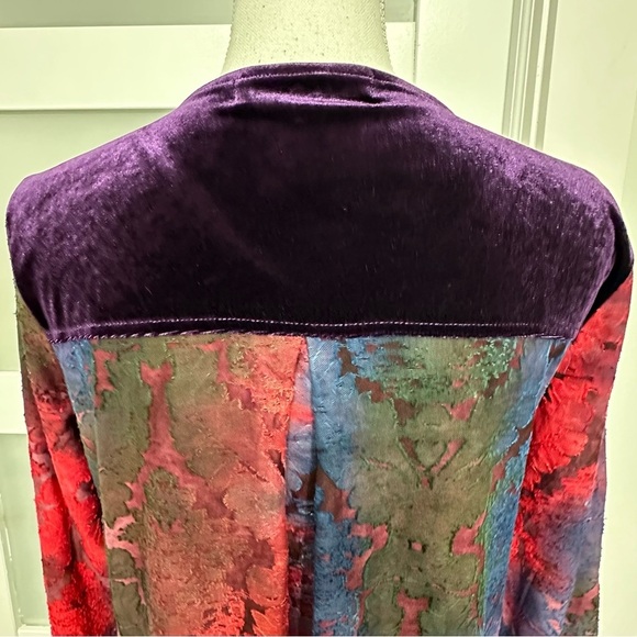 Calessa Embroidered Purple Velvet Jewel Tone Top Long Sleeve SZ Small Boho EUC - Picture 8 of 9